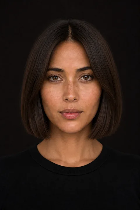 Live hairstyle preview rendered on a person's face